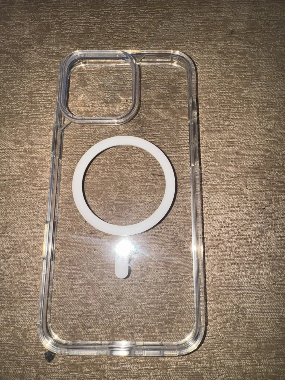 Clear MagSafe-Compatible Phone Case with White Magnetic Ring